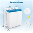 Twin Tub Portable Washing Machine with Drain Pump Timer Control Blue
