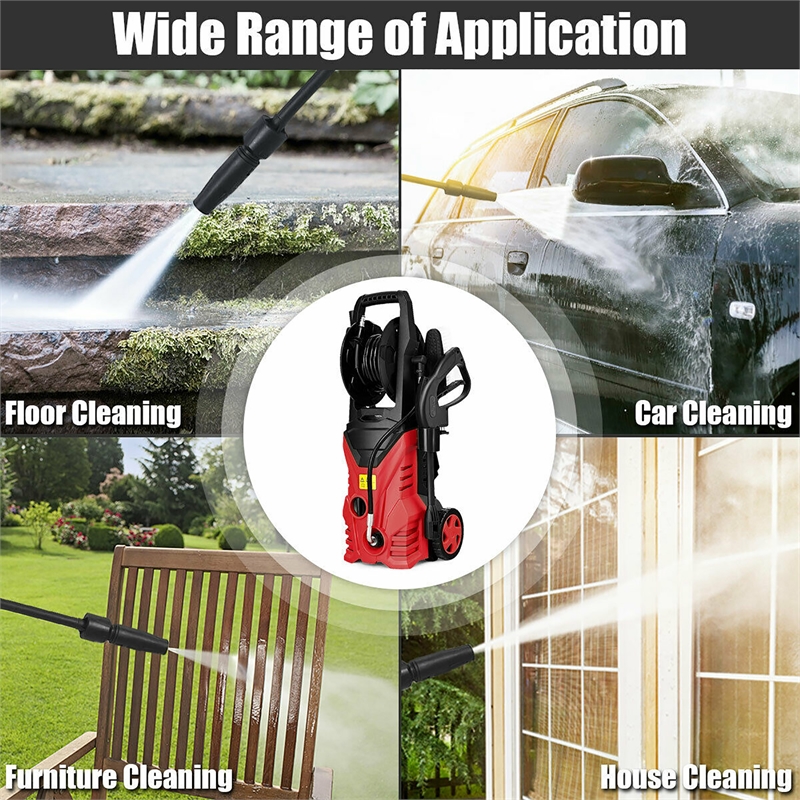 2030PSI Electric Pressure Washer Cleaner 1.7 GPM 1800W with Hose Reel Red