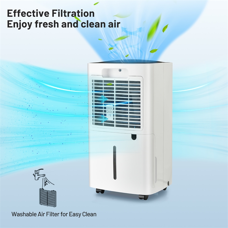9 Pint (DOE) Portable Dehumidifier 1500 Sq.ft Coverage Area White