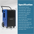 49 Pint(DOE) Commercial Dehumidifier 7500 Sq.ft Coverage Area Blue