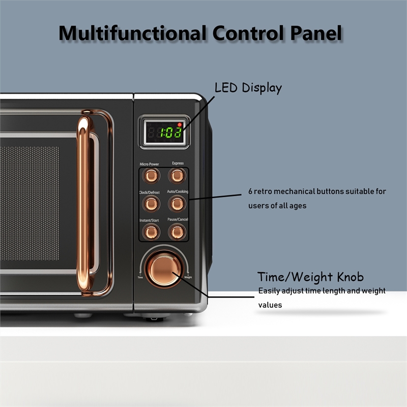 0.7 Cu.ft Retro Countertop Microwave Oven 700W Black