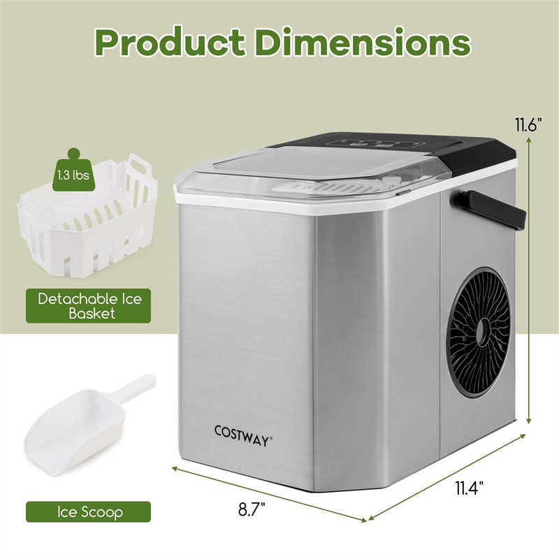 Countertop Ice Maker Portable Ice Making Machine Silver