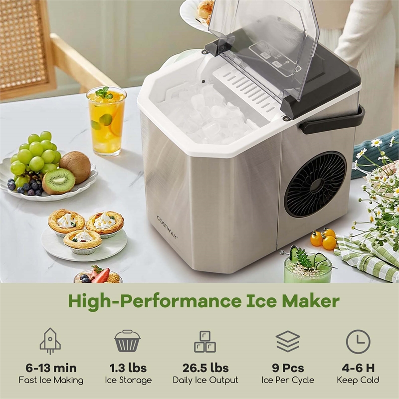 Countertop Ice Maker Portable Ice Making Machine Silver