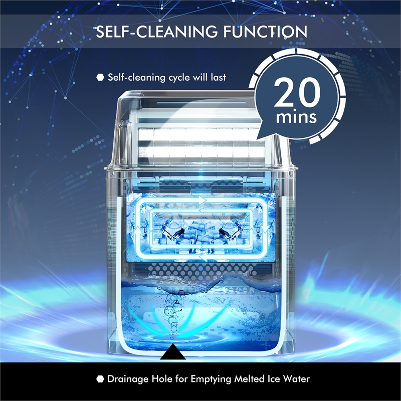 Portable Ice Maker Self Cleaning with Ice Scoop Silver