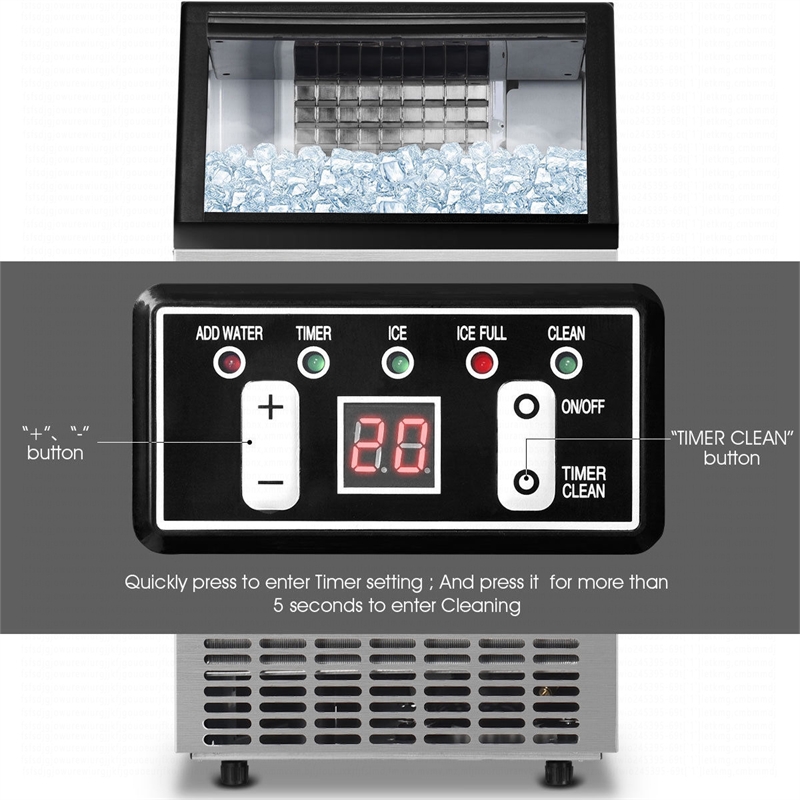Stainless Steel 110Lbs Portable Ice Machine Black