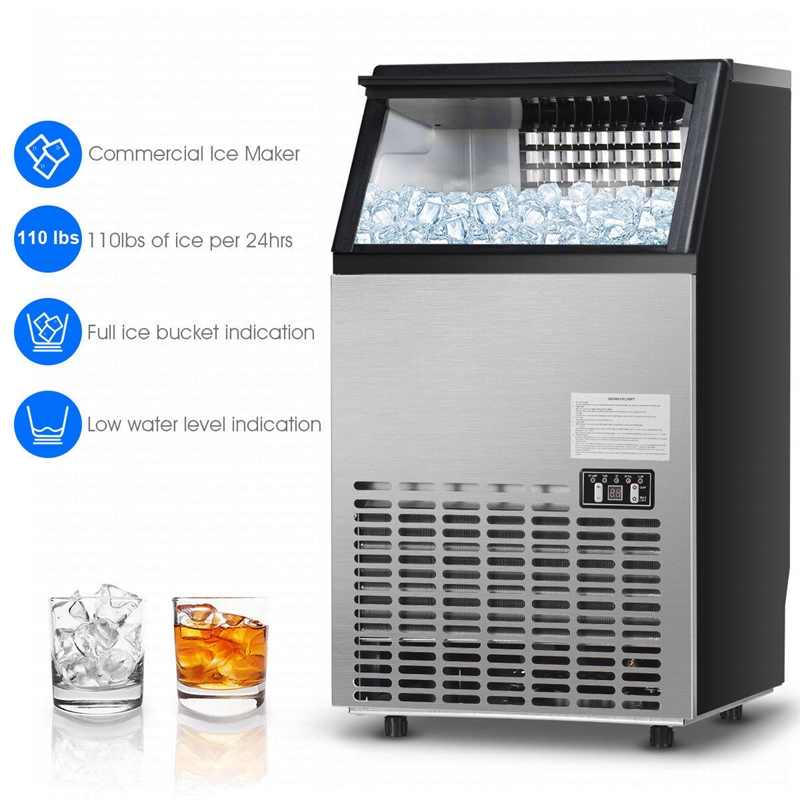 Stainless Steel 110Lbs Portable Ice Machine Black