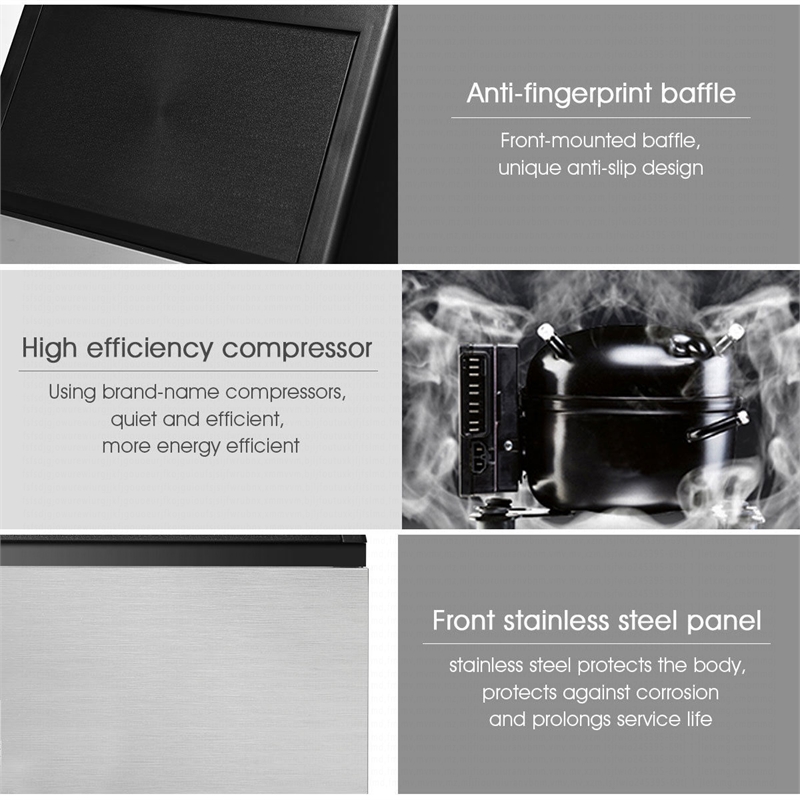 Stainless Steel 110Lbs Portable Ice Machine Black