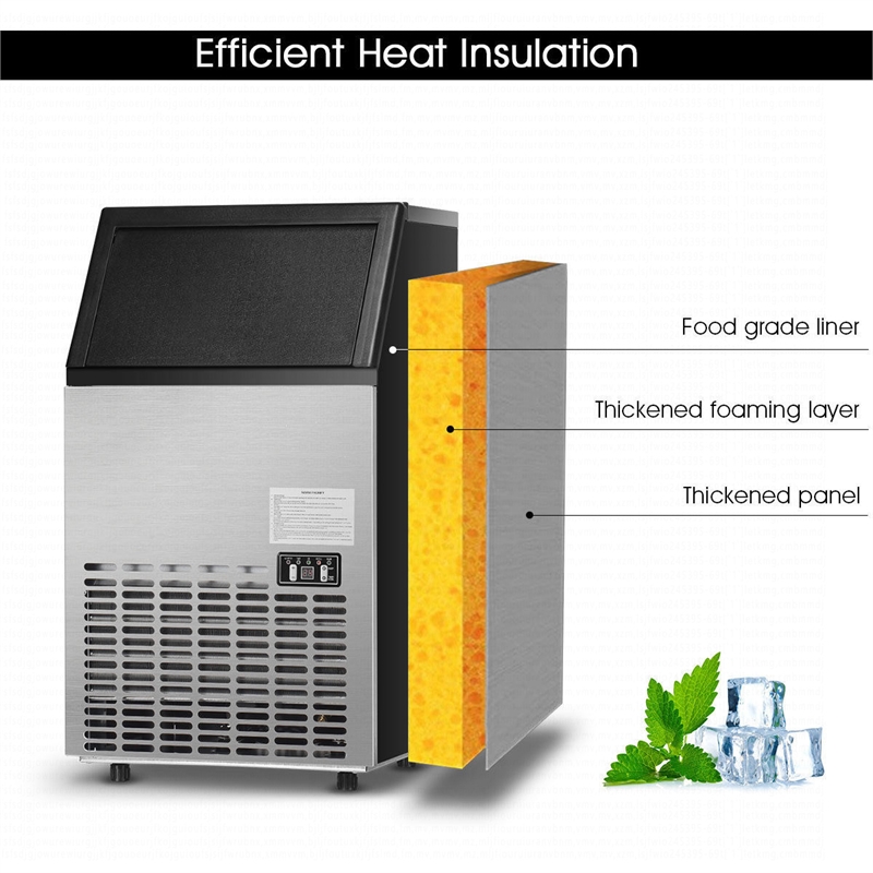 Stainless Steel 110Lbs Portable Ice Machine Black