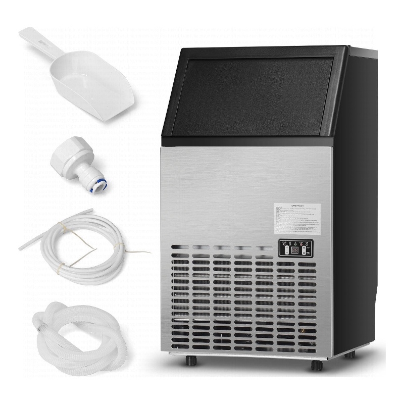 Stainless Steel 110Lbs Portable Ice Machine Black