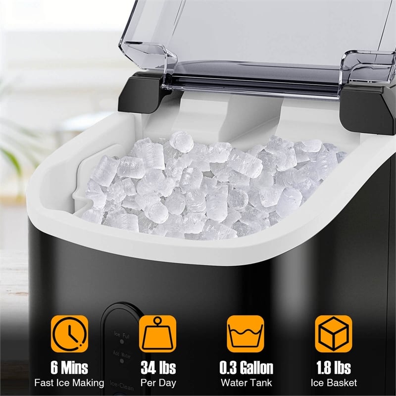 Countertop Ice Maker with Soft Chewable Pellet Black