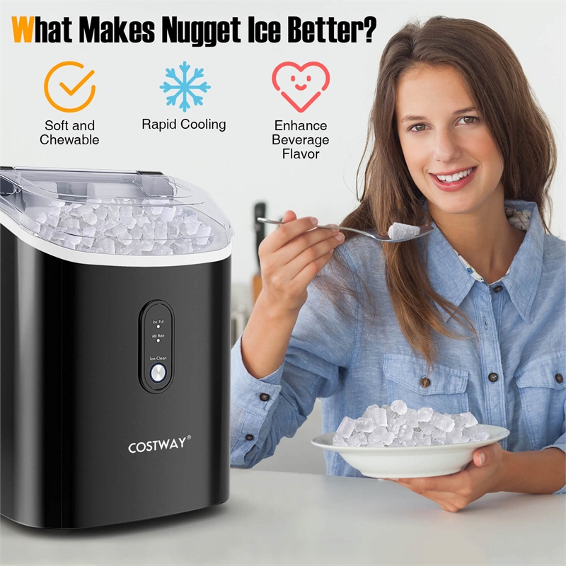 Countertop Ice Maker with Soft Chewable Pellet Black