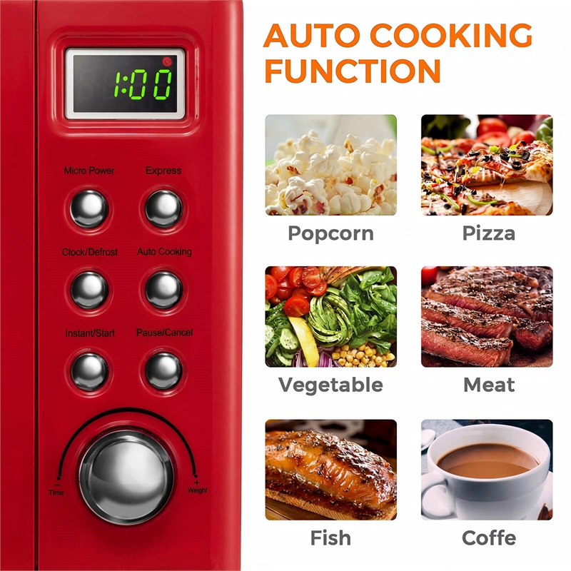0.7 Cu.ft Retro Countertop Microwave Oven 700W Red
