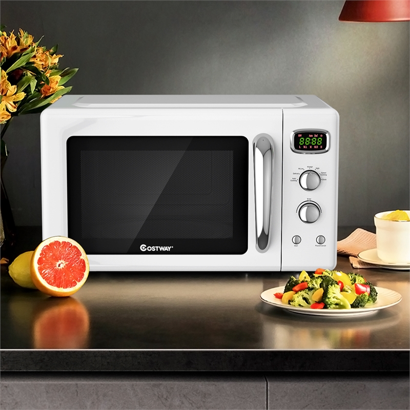 0.9Cu.ft. Retro Countertop Microwave Oven 900W White