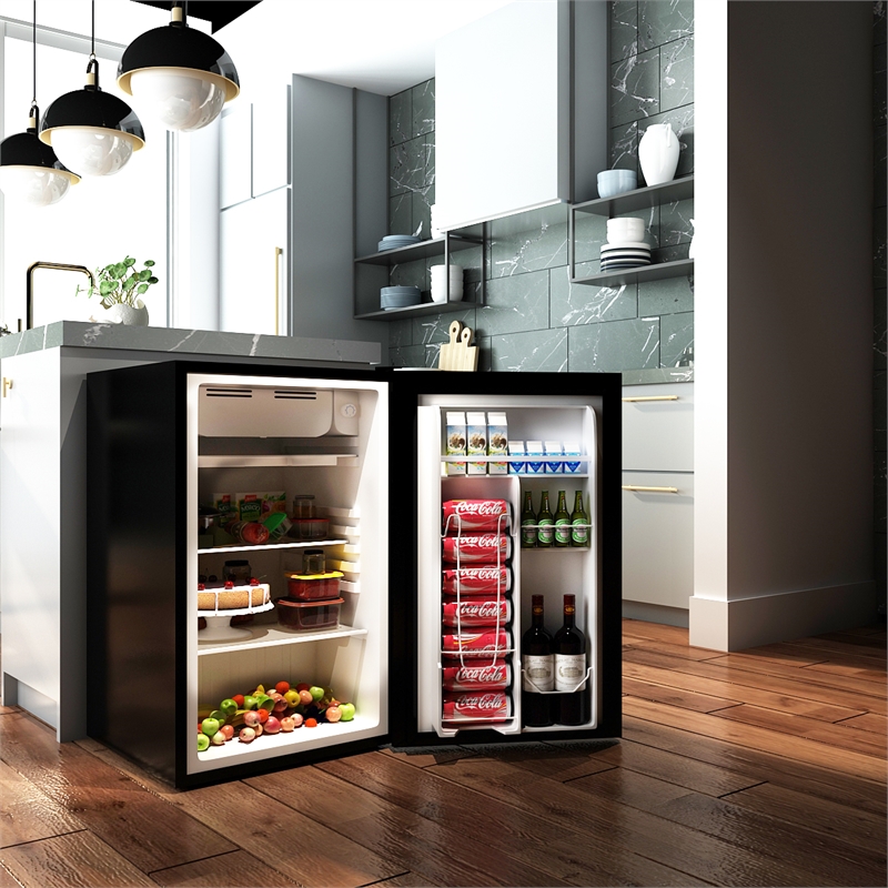 3.2 Cu.Ft. Compact Refrigerator Mini Dorm Small Fridge Freezer Reversible Door Black Metal