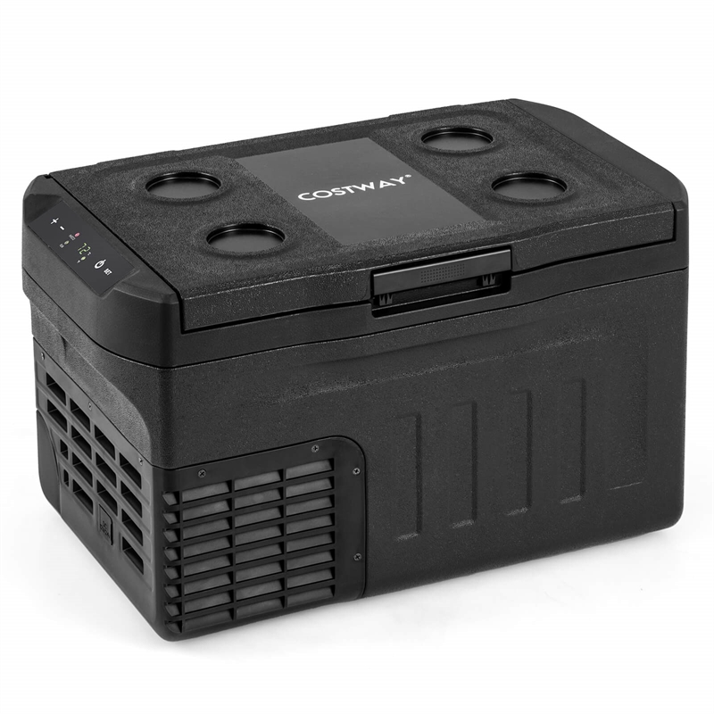 12 Volt Car Refrigerator with Adjustable Range Divider for Camping 23 QT Black Plastic