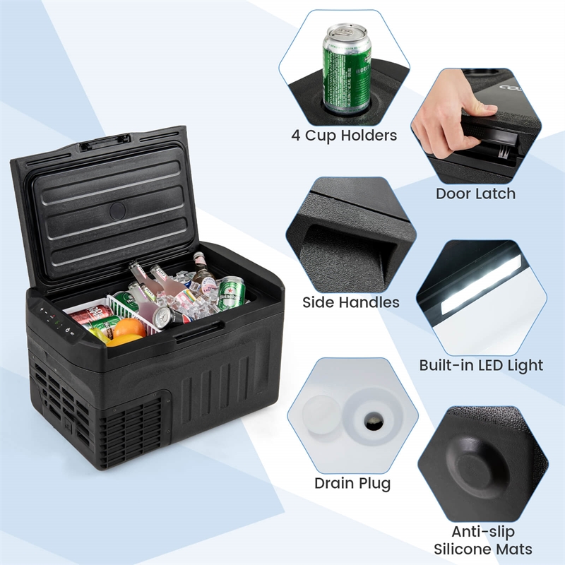 12 Volt Car Refrigerator with Adjustable Range Divider for Camping 23 QT Black Plastic