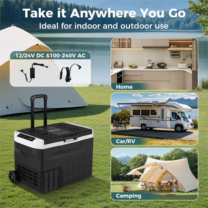 12 Volt Car Refrigerator with Adjustable Range Divider for Camping 32 QT Black