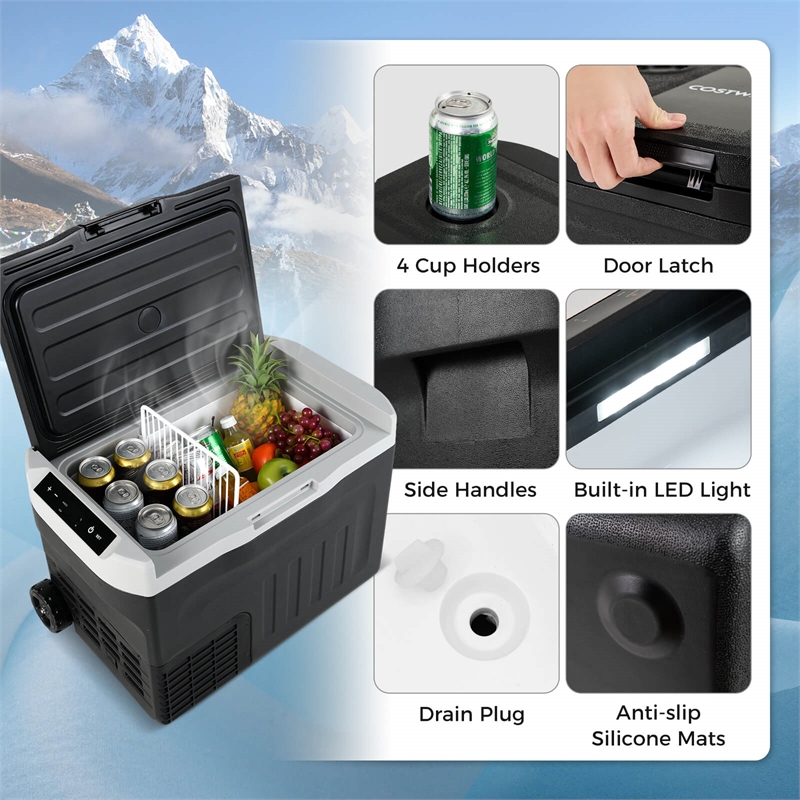 12 Volt Car Refrigerator with Adjustable Range Divider for Camping 32 QT Black