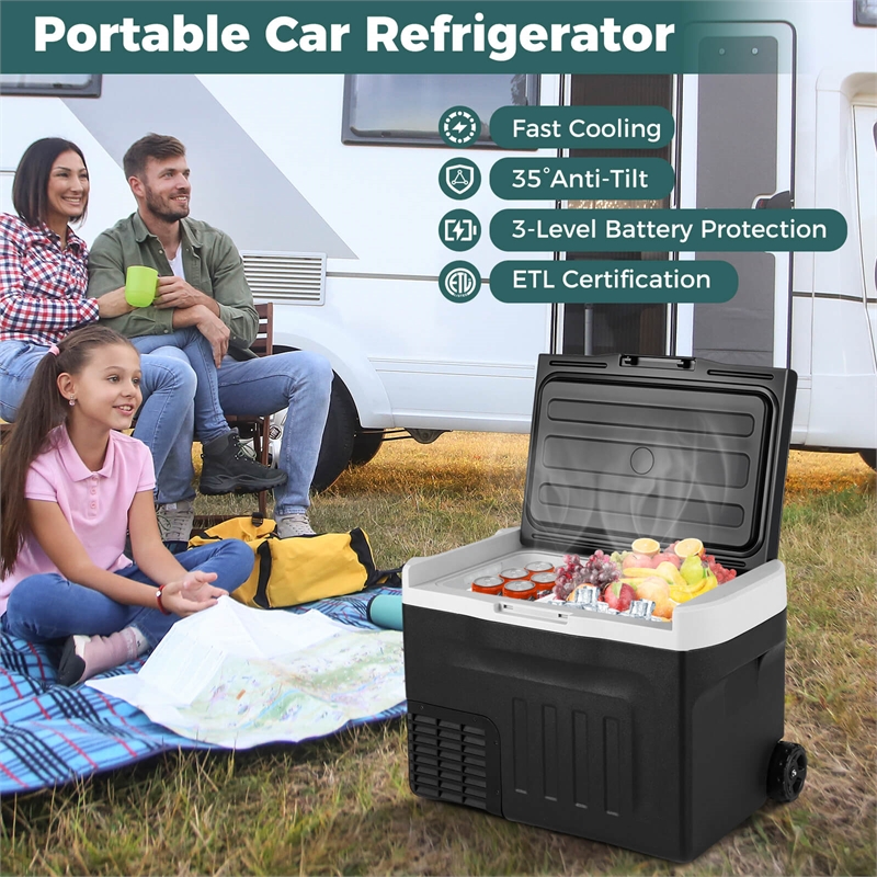 12 Volt Car Refrigerator with Adjustable Range Divider for Camping 32 QT Black