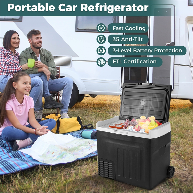 12 Volt Car Refrigerator with Adjustable Range Divider for Camping 42 QT Black