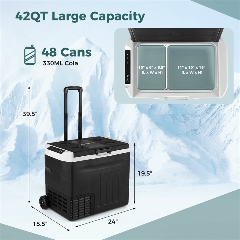 12 Volt Car Refrigerator with Adjustable Range Divider for Camping 42 QT Black