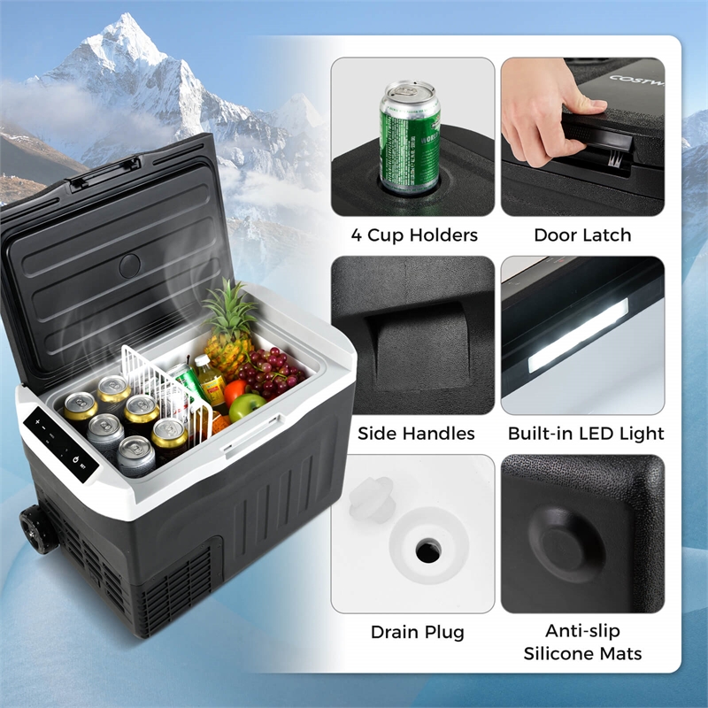 12 Volt Car Refrigerator with Adjustable Range Divider for Camping 42 QT Black