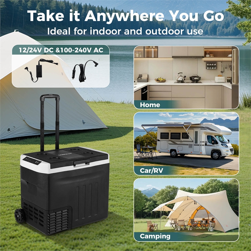 12 Volt Car Refrigerator with Adjustable Range Divider for Camping 42 QT Black