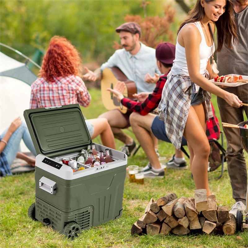 12 Volt Car Refrigerator 53 QT Portable Car Fridge with Adjustable Range White