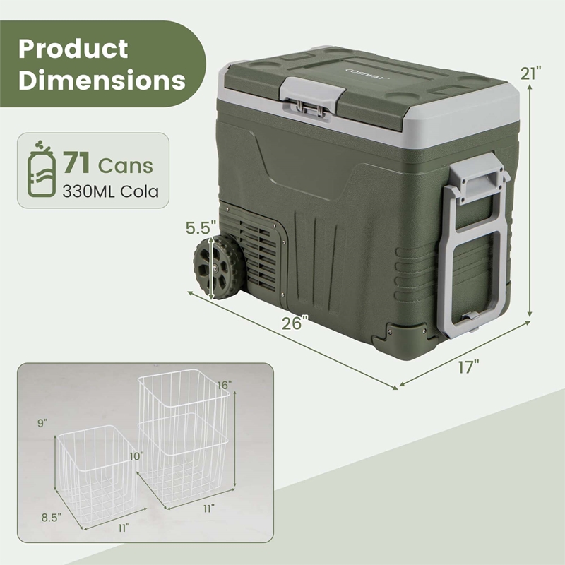 12 Volt Car Refrigerator 53 QT Portable Car Fridge with Adjustable Range White