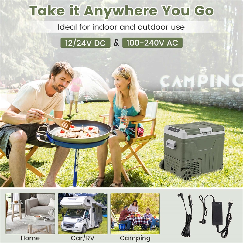 12 Volt Car Refrigerator 53 QT Portable Car Fridge with Adjustable Range White
