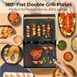 Electric Panini Press Grill Sandwich Maker with LED Display and Removable Drip Tray Black Metal