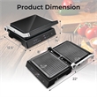Electric Panini Press Grill Sandwich Maker with LED Display and Removable Drip Tray Black Metal
