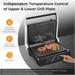 Electric Panini Press Grill Sandwich Maker with LED Display and Removable Drip Tray Black Metal