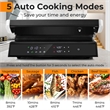 Electric Panini Press Grill Sandwich Maker with LED Display and Removable Drip Tray Black Metal