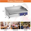 22'' Commercial Electric Griddle 110V 2000W Flat Top Countertop Grill Silver