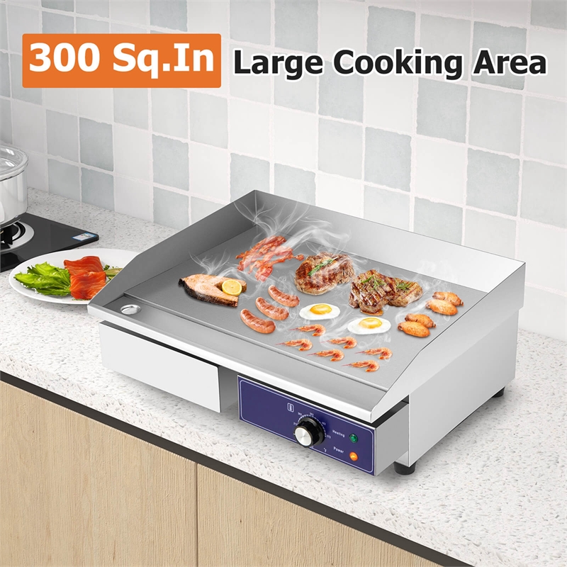 22'' Commercial Electric Griddle 110V 2000W Flat Top Countertop Grill Silver