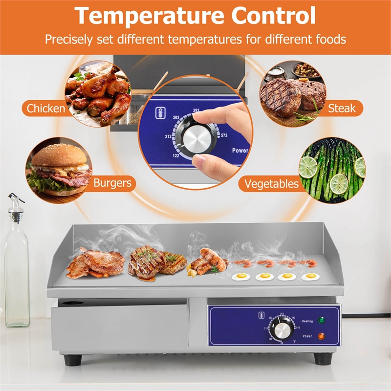22'' Commercial Electric Griddle 110V 2000W Flat Top Countertop Grill Silver