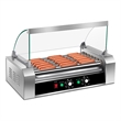 18 Hot Dog Hotdog 7 Roller Grill Cooker Machine w/ Cover Silver