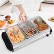 Electric Buffet Server Food Warmer with 3 Removable Trays Adjustable Tempered Silver Stainless Steel