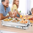 Food Warmer Buffet Server 450W Stainless Steel Electric Warming Tray for Parties Silver Stainless Steel
