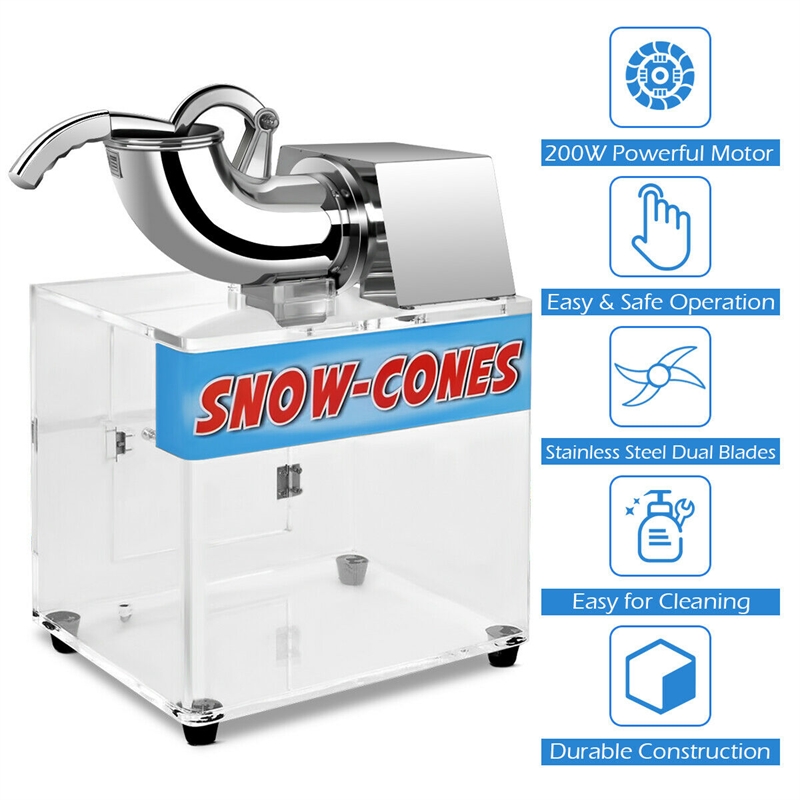 Electric Snow Cone Machine Ice Shaver Maker Shaving Crusher Dual Blades White