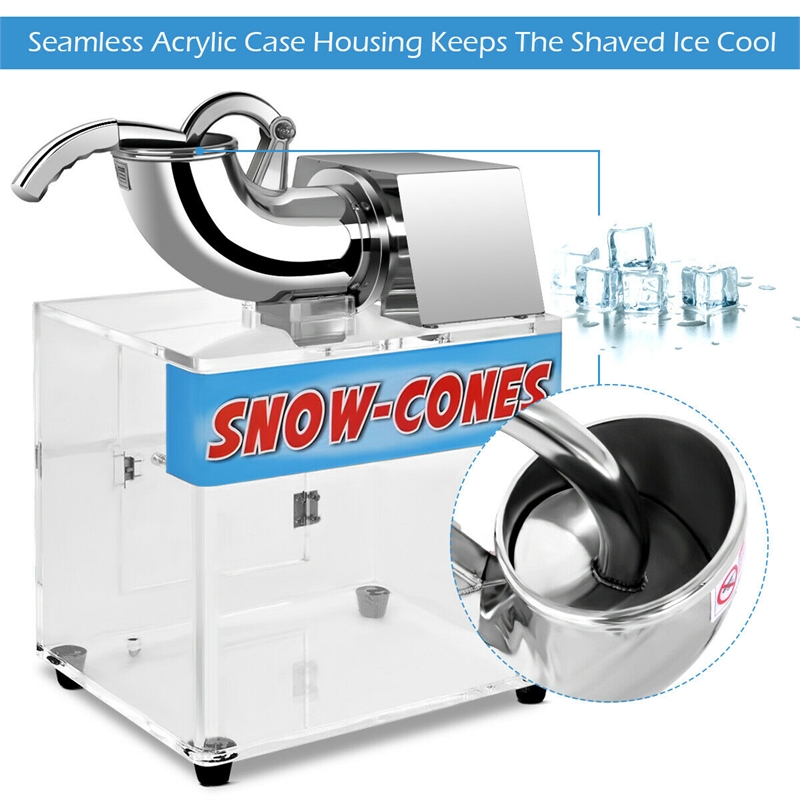 Electric Snow Cone Machine Ice Shaver Maker Shaving Crusher Dual Blades White