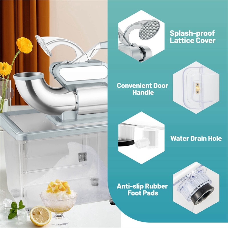 660LBS/H Commercial Ice Crusher with Dual Blades Safety On/Off Switch for Home Gray Stainless Steel