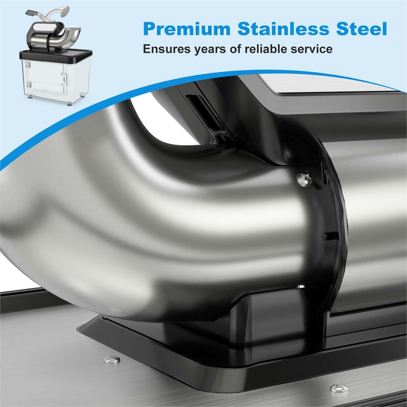 660LBS/H Commercial Ice Crusher with Dual Blades Safety On/Off Switch for Home Black Stainless Steel