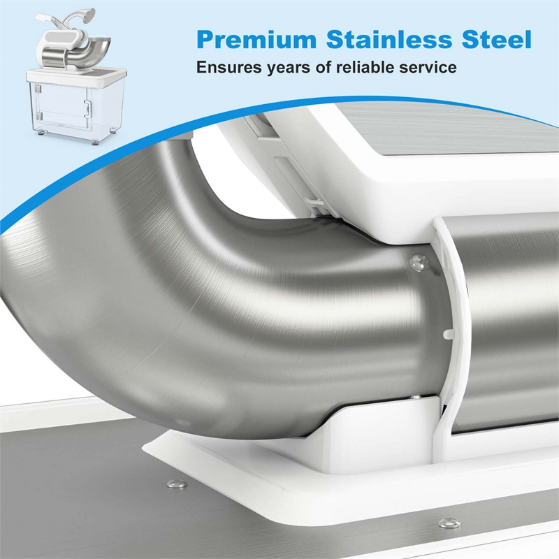 660LBS/H Commercial Ice Crusher with Dual Blades Safety On/Off Switch for Home White Stainless Steel