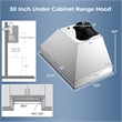 30 Inch Under Cabinet Range Hood with 4 Fan Speeds Touch/Gesture/Remote Control Silver Stainless Steel