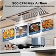 36 Inch Under Cabinet Range Hood with 4 Fan Speeds Touch/Gesture/Remote Control Silver Stainless Steel
