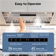 36 Inch Under Cabinet Range Hood with 4 Fan Speeds Touch/Gesture/Remote Control Silver Stainless Steel
