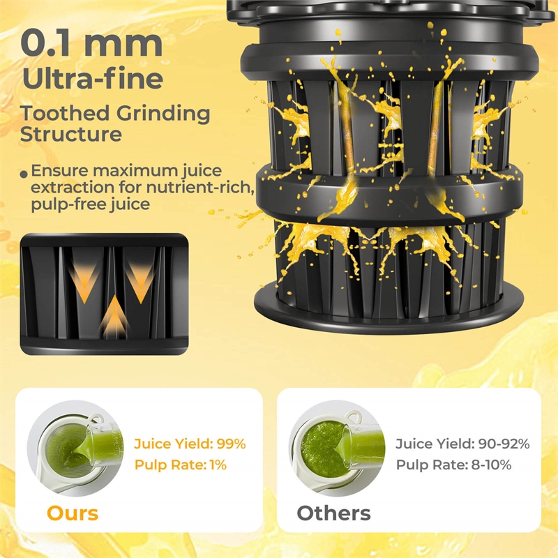 Cold Press Juicer Machine Professional Slow Masticating Juicer with Reverse Button Gray Plastic