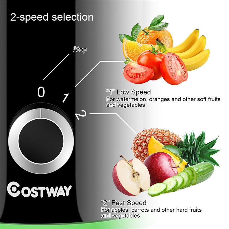 Electric Juicer Centrifugal Juicer with 3-Inch Wide Mouth Centrifugal Juice Extractor 2 Speed Black Metal